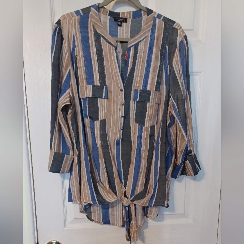 Cocomo Striped Button Up Top